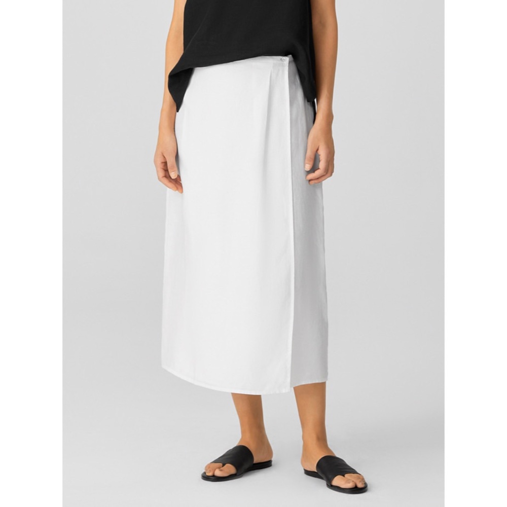 Eileen Fisher Crisp White Midi Skirt